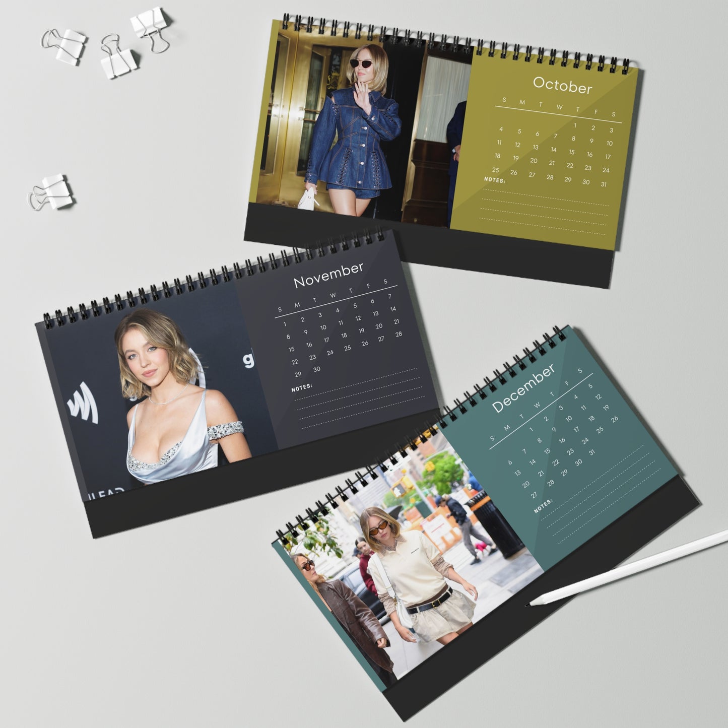 Sydney Sweeney 2026 Desk Calendar | Premium Spiral Bound Celebrity Photo Calendar | High-Quality Fan Gift & Desk Décor