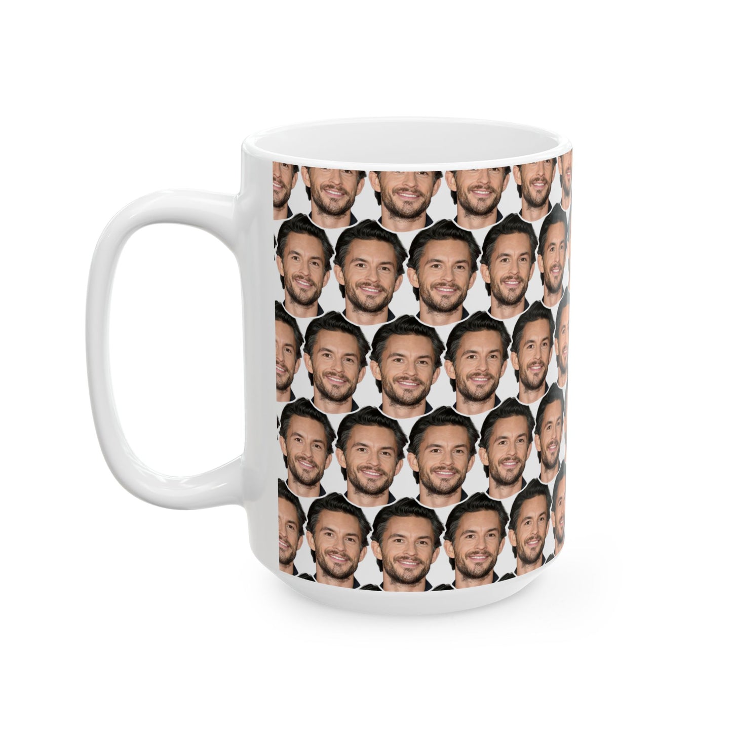 Jonathan Bailey Face Pattern Ceramic Mug | Unique Gift for Jonathan Bailey White Fans