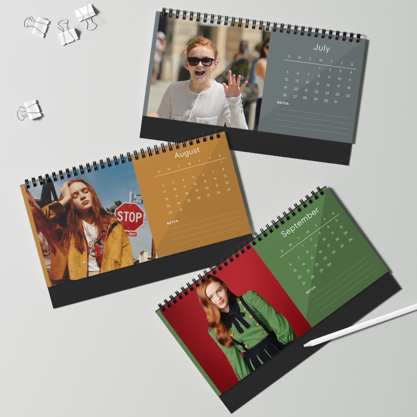 Sadie Sink 2026 Desk Calendar | Celebrity Spiral Bound Photo Calendar | Fan Collectible Gift | Stylish Desk & Office Décor