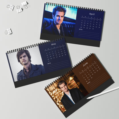 Andrew Garfield 2026 Desk Calendar | Celebrity Spiral Bound Photo Calendar | Fan Collectible Gift | Stylish Desk & Office Décor