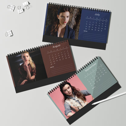 Anya Taylor-Joy 2026 Desk Calendar | Celebrity Spiral Bound Photo Calendar | Fan Collectible Gift | Elegant Desk & Office Décor