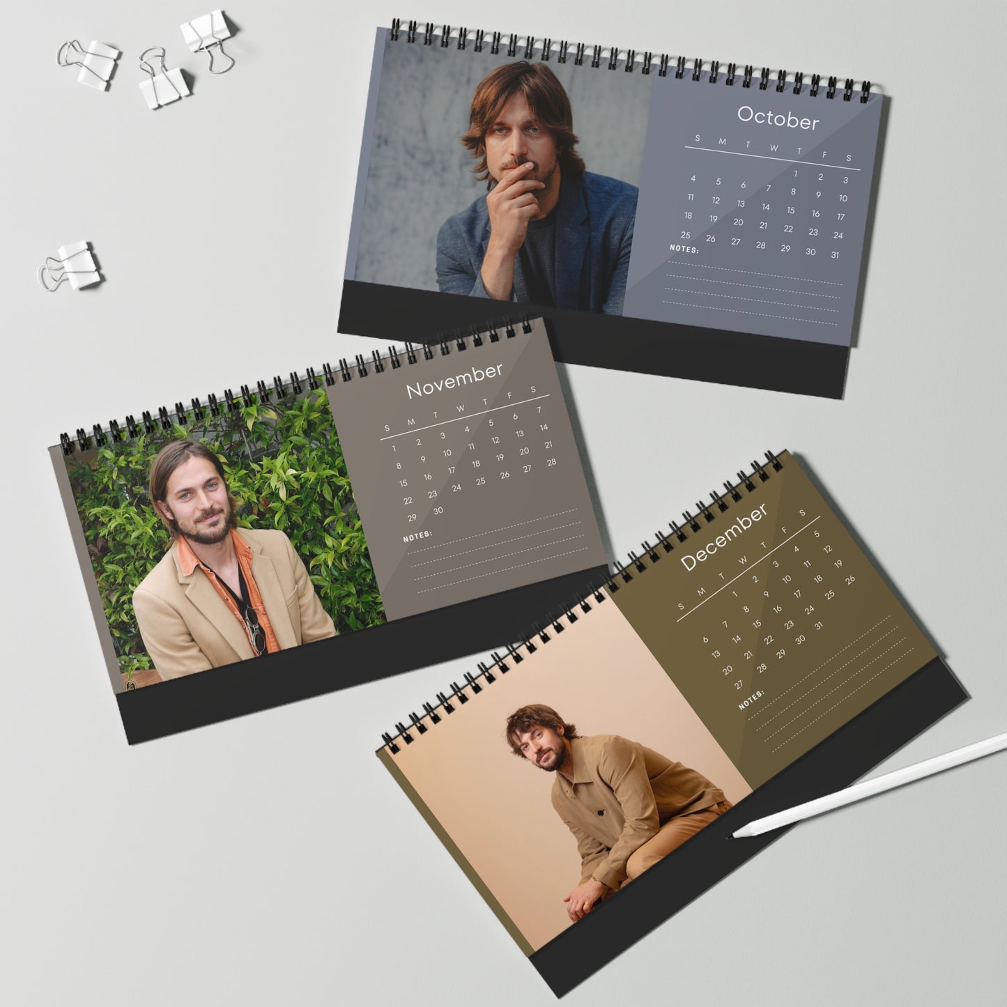 Lucas Bravo 2026 Desk Calendar | Premium Spiral Bound Celebrity Photo Calendar | High-Quality Fan Gift & Desk Décor