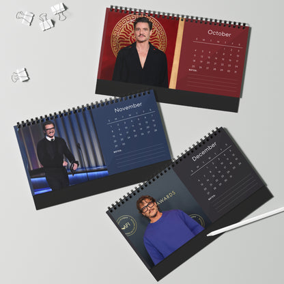 Pedro Pascal 2026 Desk Calendar | Premium Spiral Bound Celebrity Photo Calendar | High-Quality Fan Gift & Desk Décor