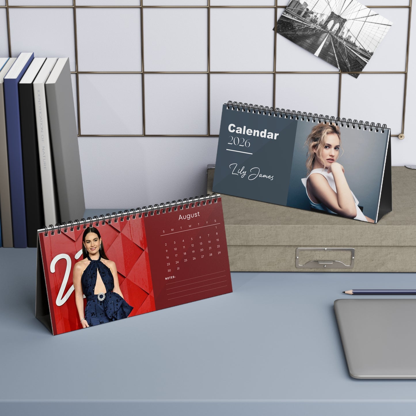 Lily James 2026 Desk Calendar | Premium Spiral Bound Celebrity Photo Calendar | High Quality Collectible Gift for Fans & Desk Decor