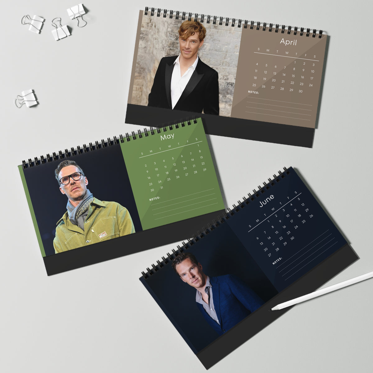 Benedict Cumberbatch 2027 Desk Calendar Vol 2 | Spiral Bound Photo Calendar | Fan Gift