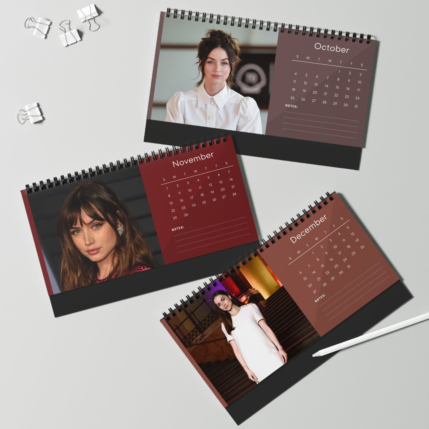 Ana de Armas 2026 Desk Calendar | Premium Spiral Bound Celebrity Photo Calendar | High Quality Collectible Gift for Fans & Desk Décor