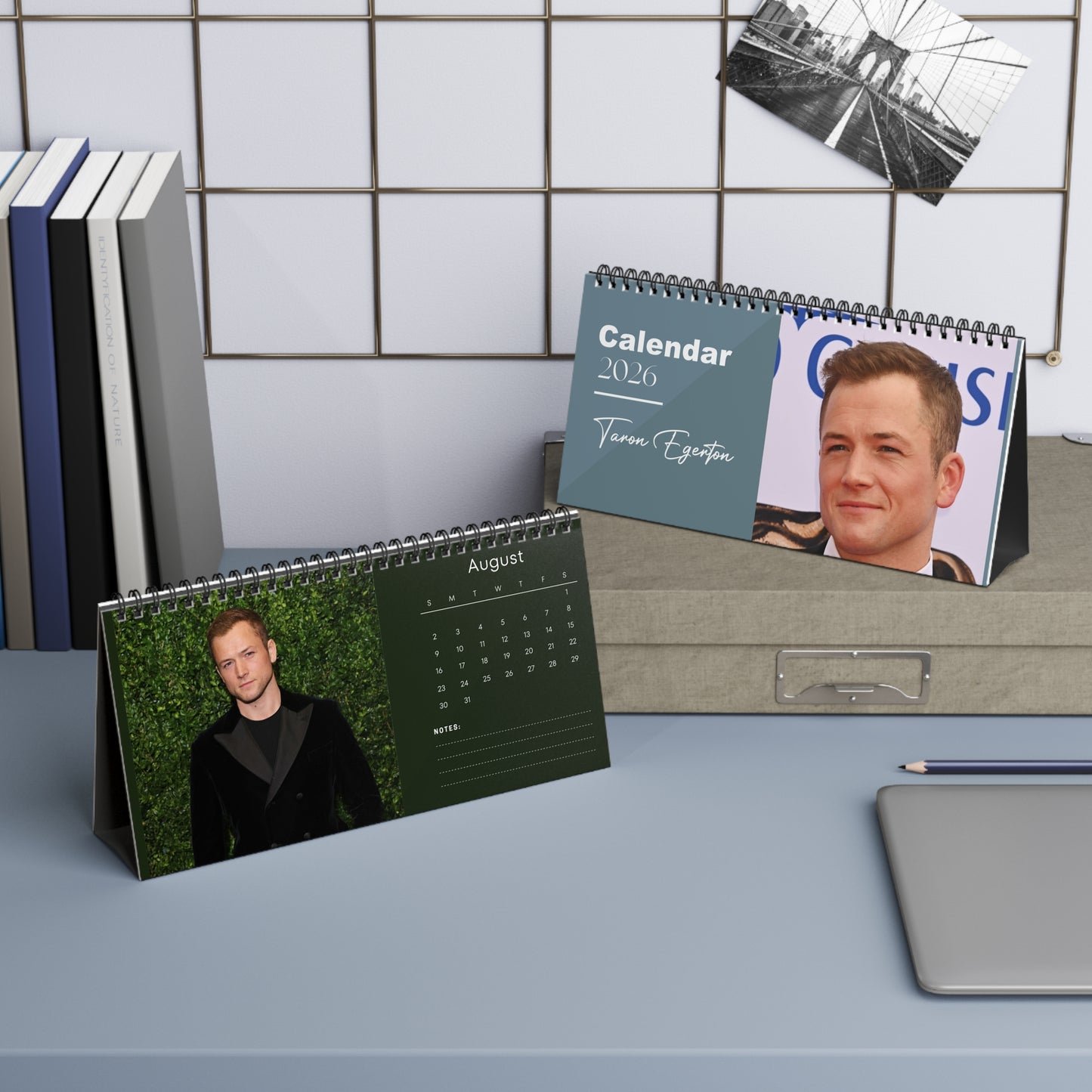 Taron Egerton 2026 Desk Calendar | Premium Spiral Bound Celebrity Photo Calendar | High-Quality Fan Gift & Desk Décor