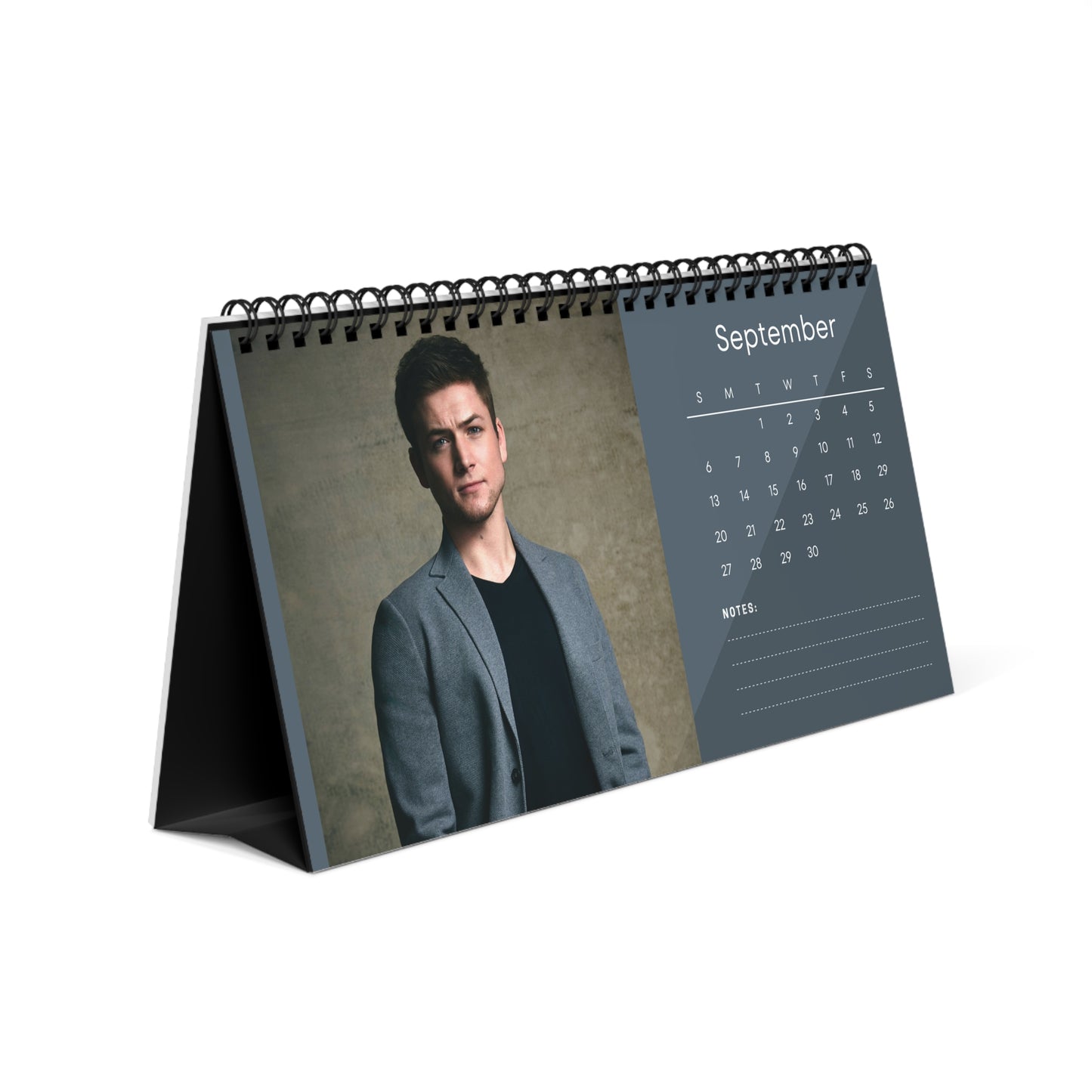 Taron Egerton 2026 Desk Calendar | Premium Spiral Bound Celebrity Photo Calendar | Collectible Fan Gift | Stylish Desk & Office Décor