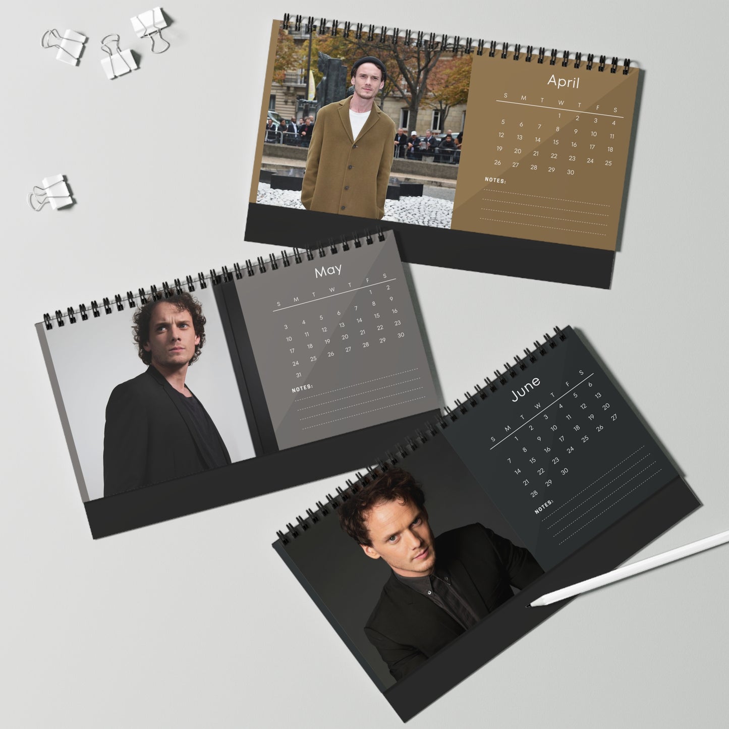 Anton Yelchin 2026 Desk Calendar | Premium Celebrity Photo Calendar for Fans | Stylish Spiral Bound Collectible Desk Décor