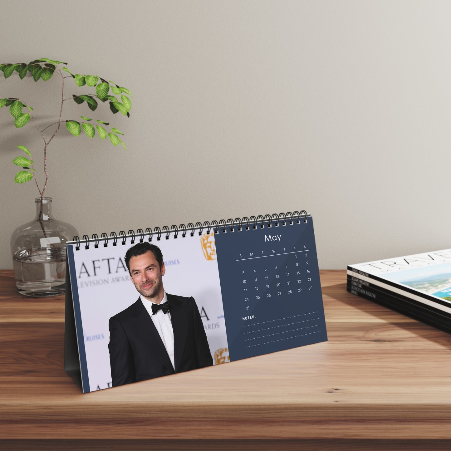 Aidan Turner 2026 Desk Calendar | Poldark Actor Gift | Ross Poldark Calendar | Hobbit Actor | Office Desk Decor
