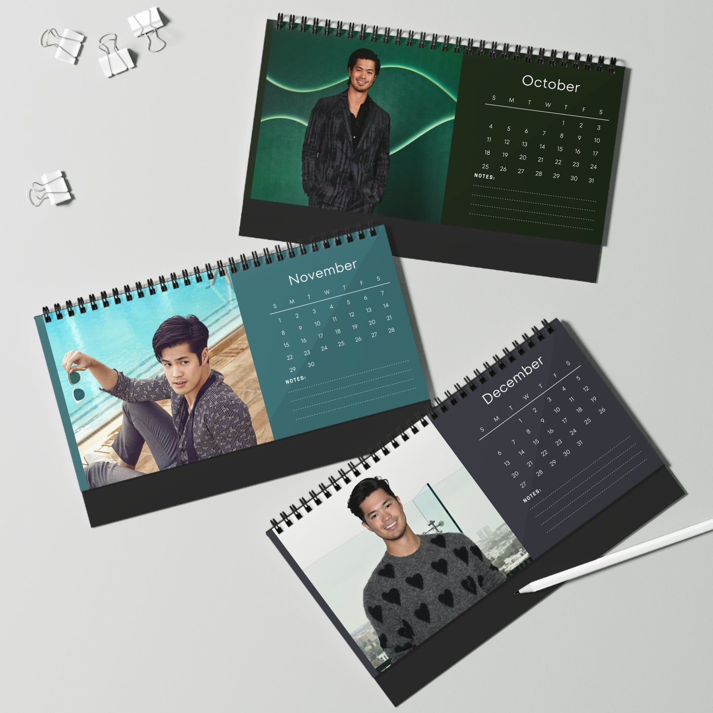 Ross Butler 2026 Desk Calendar | Premium Spiral Bound Celebrity Photo Calendar | High-Quality Fan Gift & Desk Décor