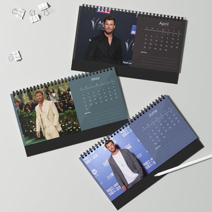 Chris Hemsworth 2026 Desk Calendar | Premium Spiral Bound Celebrity Photo Calendar | High-Quality Fan Gift & Desk Décor