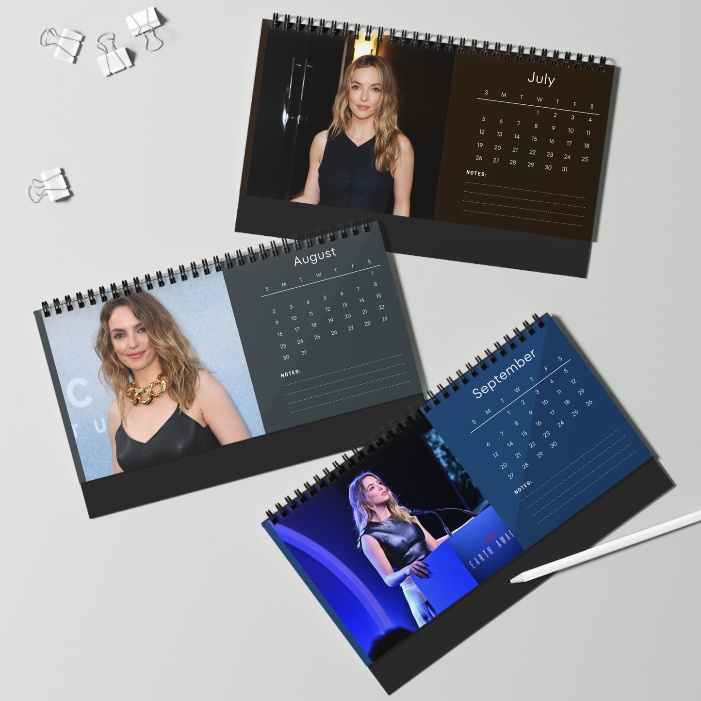 Jodie Comer 2026 Desk Calendar | Premium Spiral Bound Celebrity Photo Calendar | High-Quality Fan Gift & Desk Décor