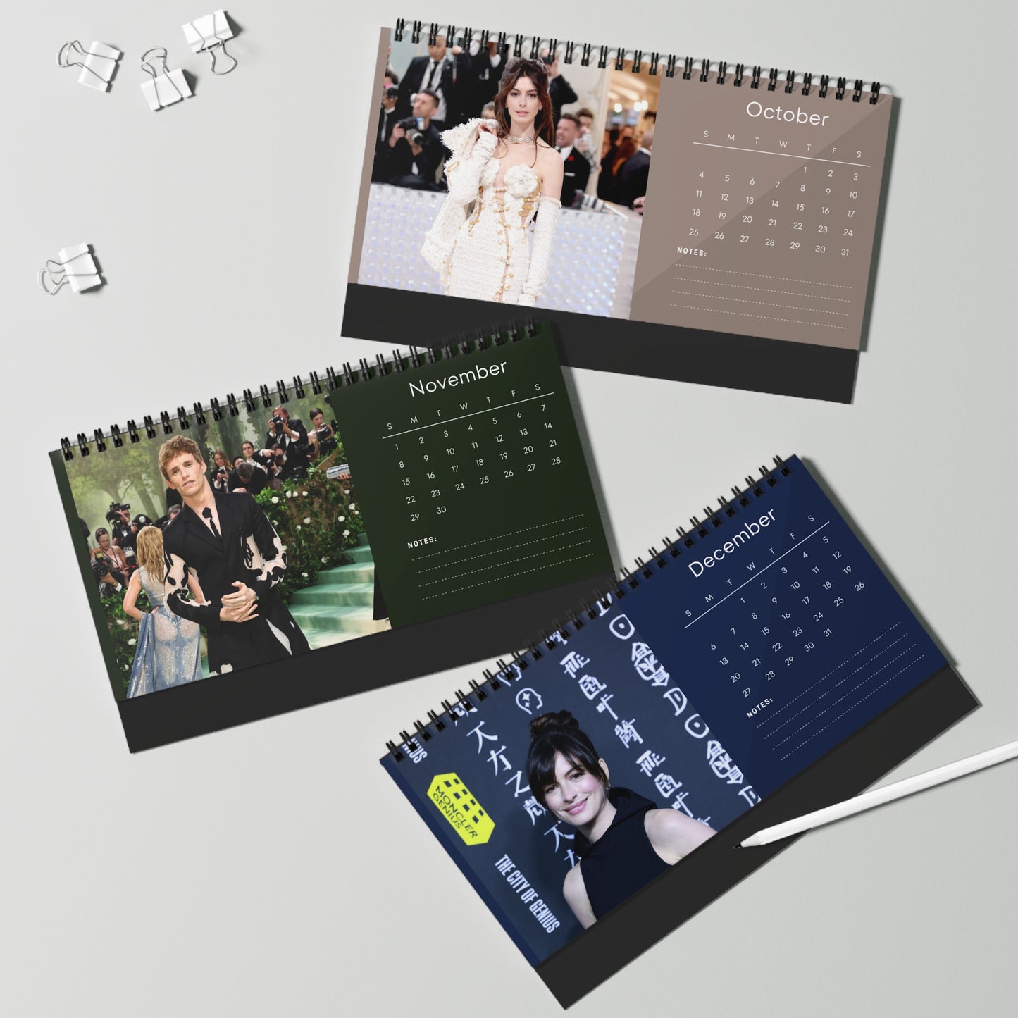 Anne Hathaway 2026 Desk Calendar | Premium Celebrity Photo Calendar | Elegant Collectible Gift for Fans | Stylish Spiral Bound Desk Décor