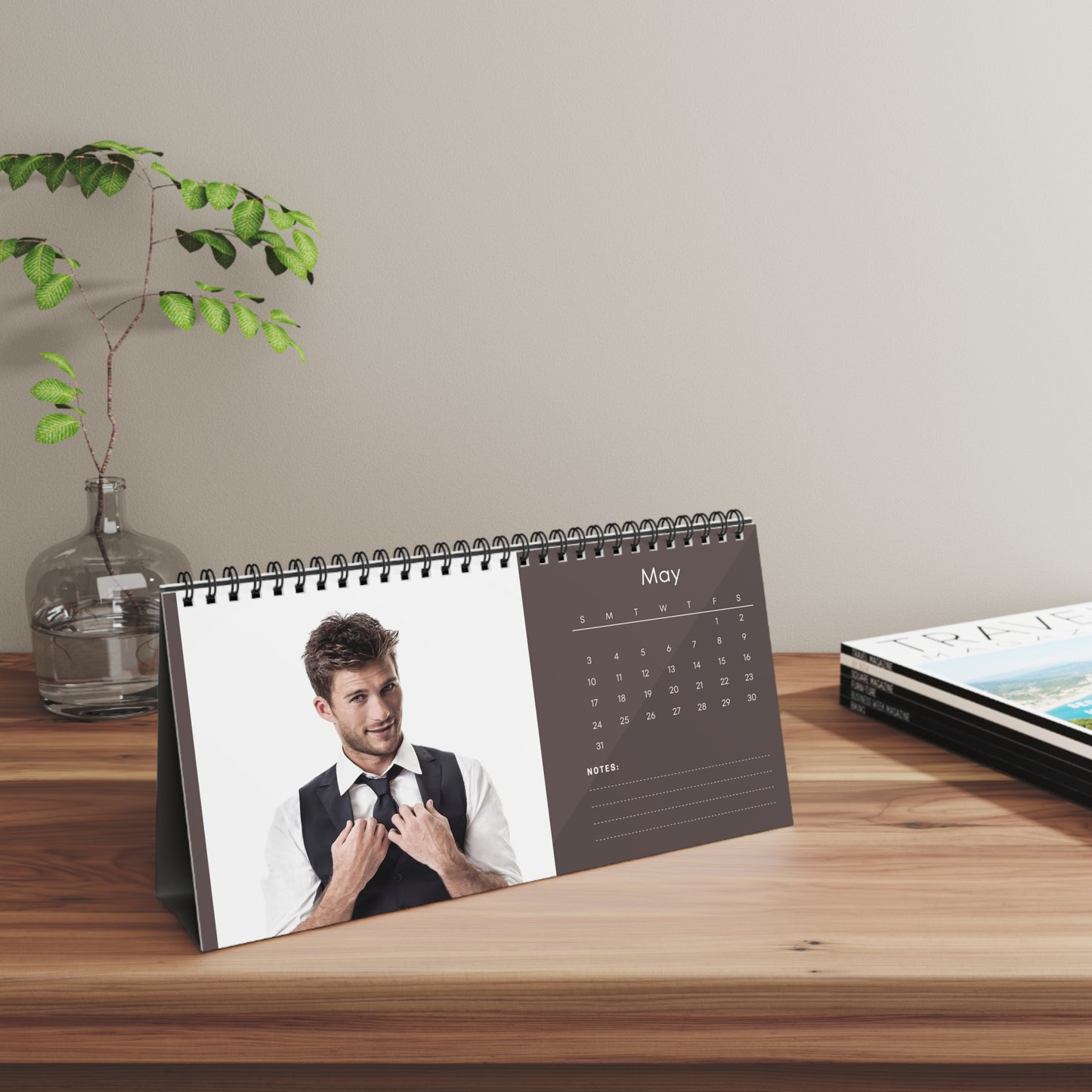 Scott Eastwood 2026 Desk Calendar | Celebrity Spiral Bound Photo Calendar | Fan Collectible Gift | Stylish Desk & Office Décor