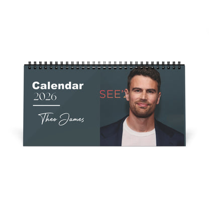 Theo James 2026 Desk Calendar | Premium Spiral Bound Celebrity Photo Calendar | High-Quality Fan Gift & Desk Décor