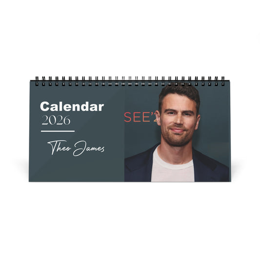 Theo James 2026 Desk Calendar | Premium Spiral Bound Celebrity Photo Calendar | High-Quality Fan Gift & Desk Décor