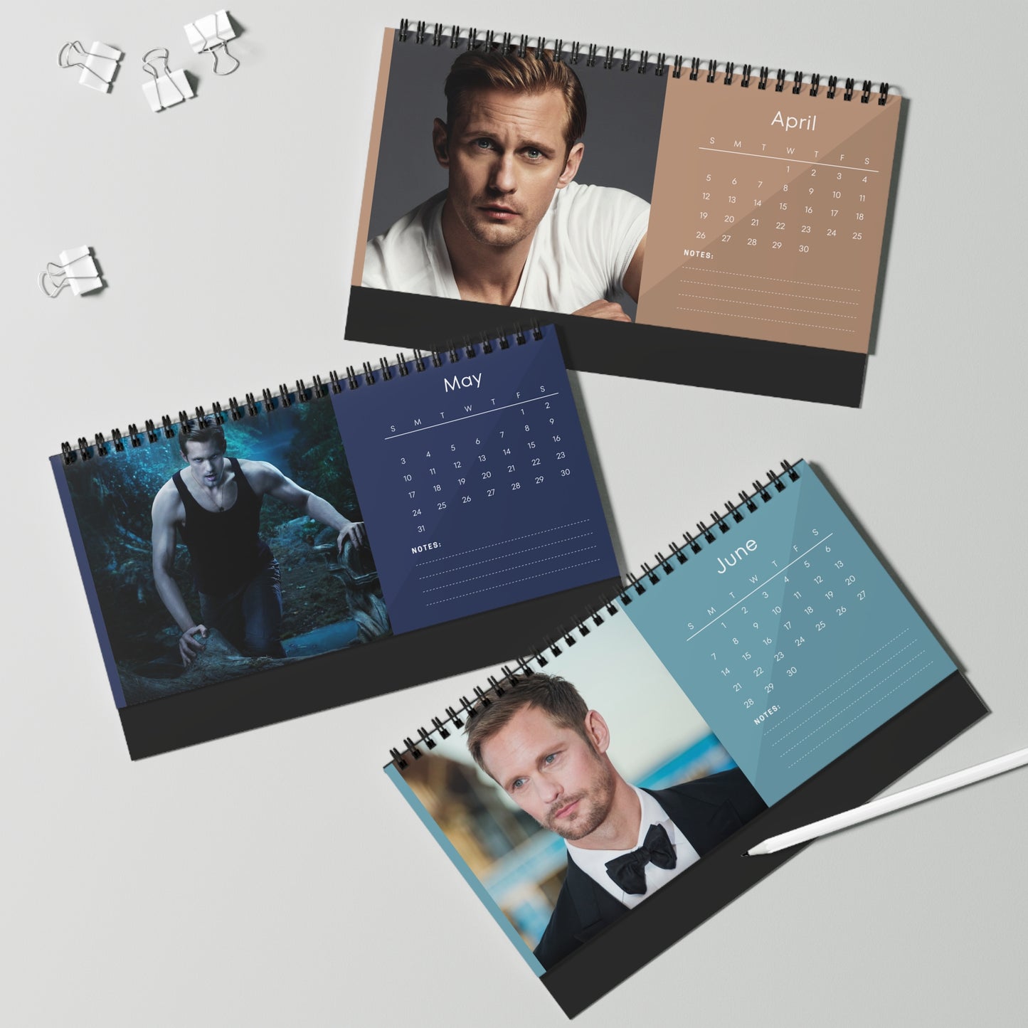 Alexander Skarsgård 2026 Desk Calendar | Premium Spiral Bound Celebrity Photo Calendar | Collectible Fan Gift | Stylish Desk & Office Décor