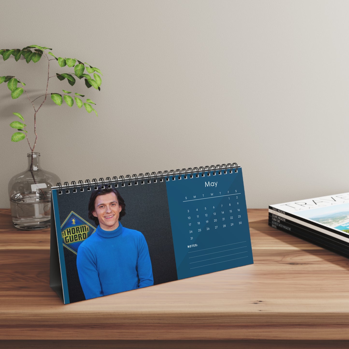 Tom Holland 2026 Desk Calendar | Premium Spiral Bound Celebrity Photo Calendar | High-Quality Fan Gift & Desk Décor