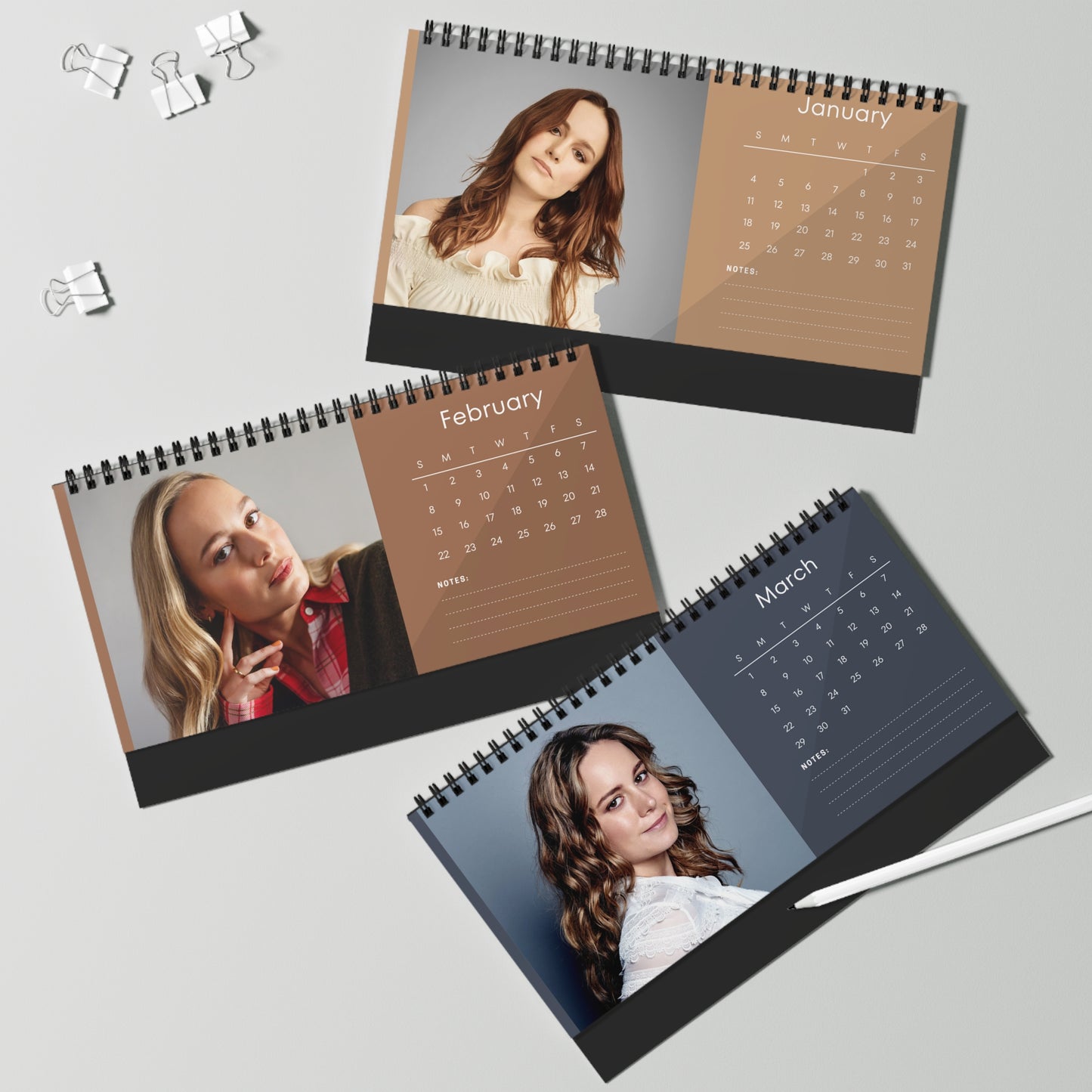 Brie Larson 2026 Desk Calendar | Premium Spiral Bound Celebrity Photo Calendar | Collectible Fan Gift | Stylish Desk & Office Décor