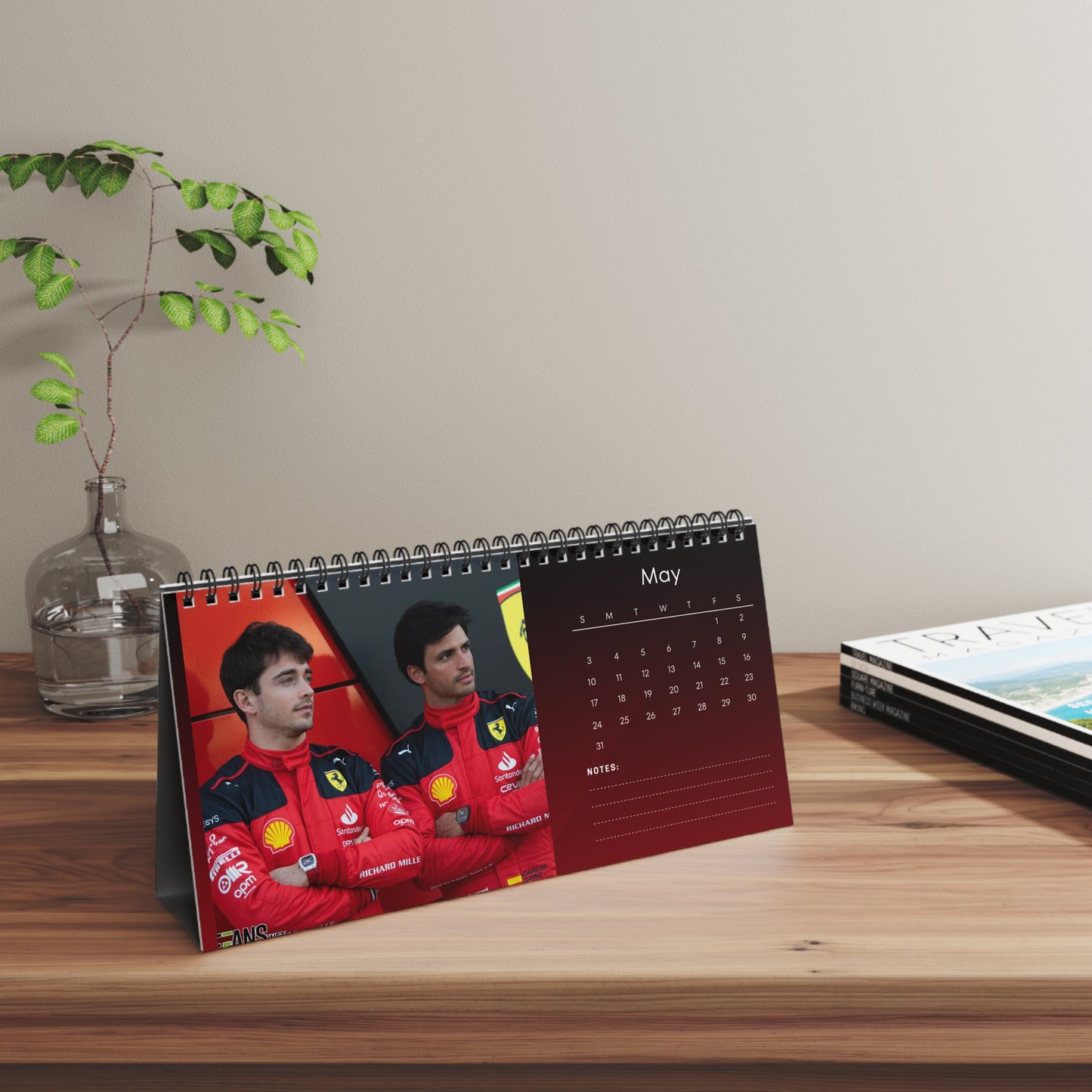Charles Leclerc & Carlos Sainz 2026 Desk Calendar | F1 Racing Stars Spiral Bound Photo Calendar | Fan Collectible Gift | Stylish Desk Décor
