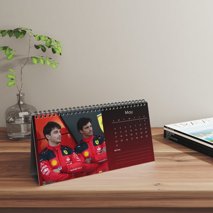 Charles Leclerc & Carlos Sainz 2026 Desk Calendar | F1 Racing Stars Spiral Bound Photo Calendar | Fan Collectible Gift | Stylish Desk Décor