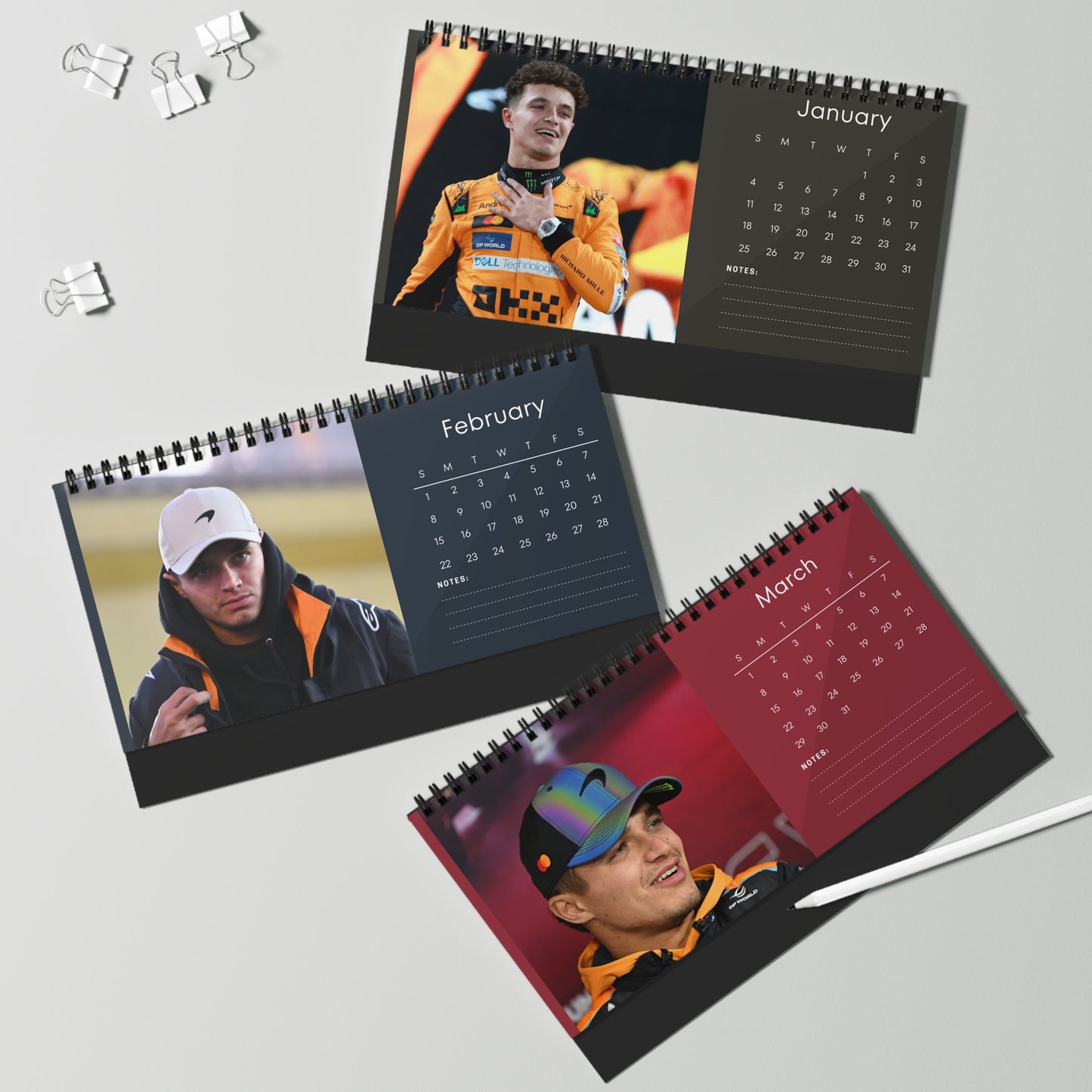 Lando Norris 2026 Desk Calendar | Formula 1 Driver Gift | McLaren Racing Fan | F1 Calendar | Motorsport Decor | Office Desk