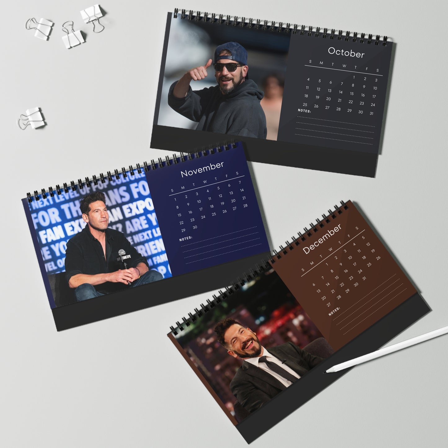 Jon Bernthal 2026 Desk Calendar | Premium Spiral Bound Celebrity Photo Calendar | High-Quality Fan Gift & Desk Décor