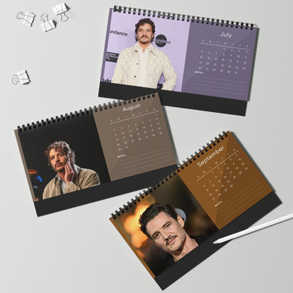 Pedro Pascal 2026 Desk Calendar | Premium Spiral Bound Celebrity Photo Calendar | High-Quality Fan Gift & Desk Décor
