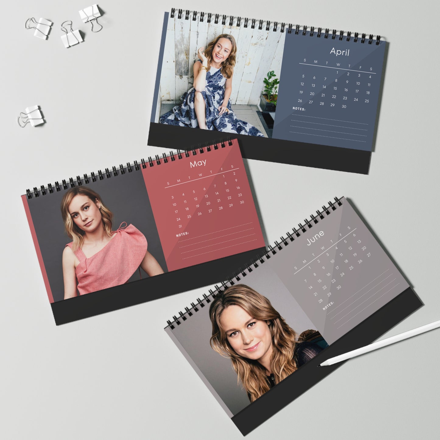 Brie Larson 2026 Desk Calendar | Premium Spiral Bound Celebrity Photo Calendar | Collectible Fan Gift | Stylish Desk & Office Décor