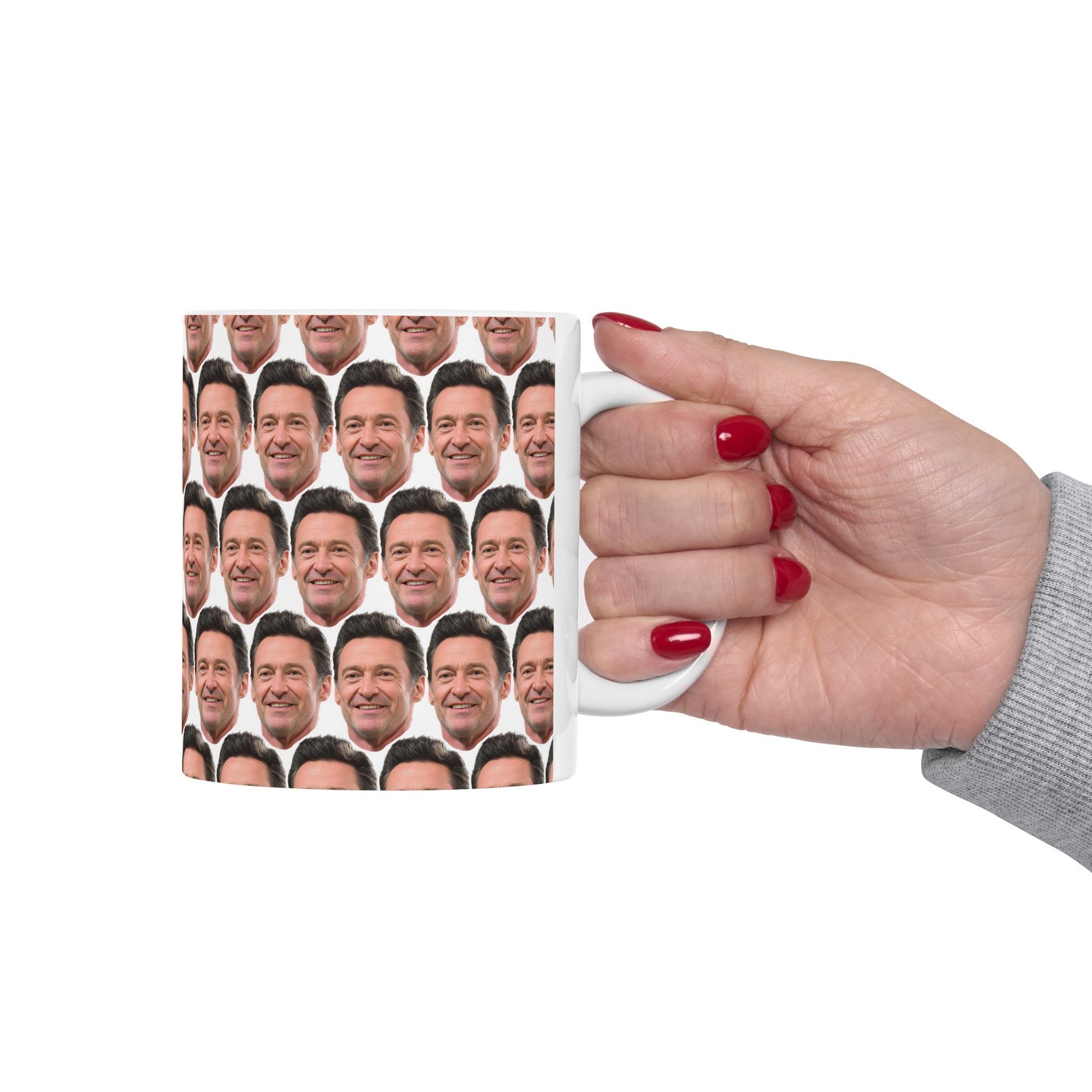 Hugh Jackman Face Pattern Ceramic Mug | Unique Gift for Hugh Jackman Fans