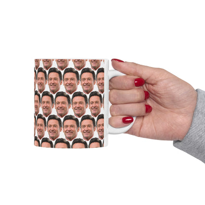 Hugh Jackman Face Pattern Ceramic Mug | Unique Gift for Hugh Jackman Fans