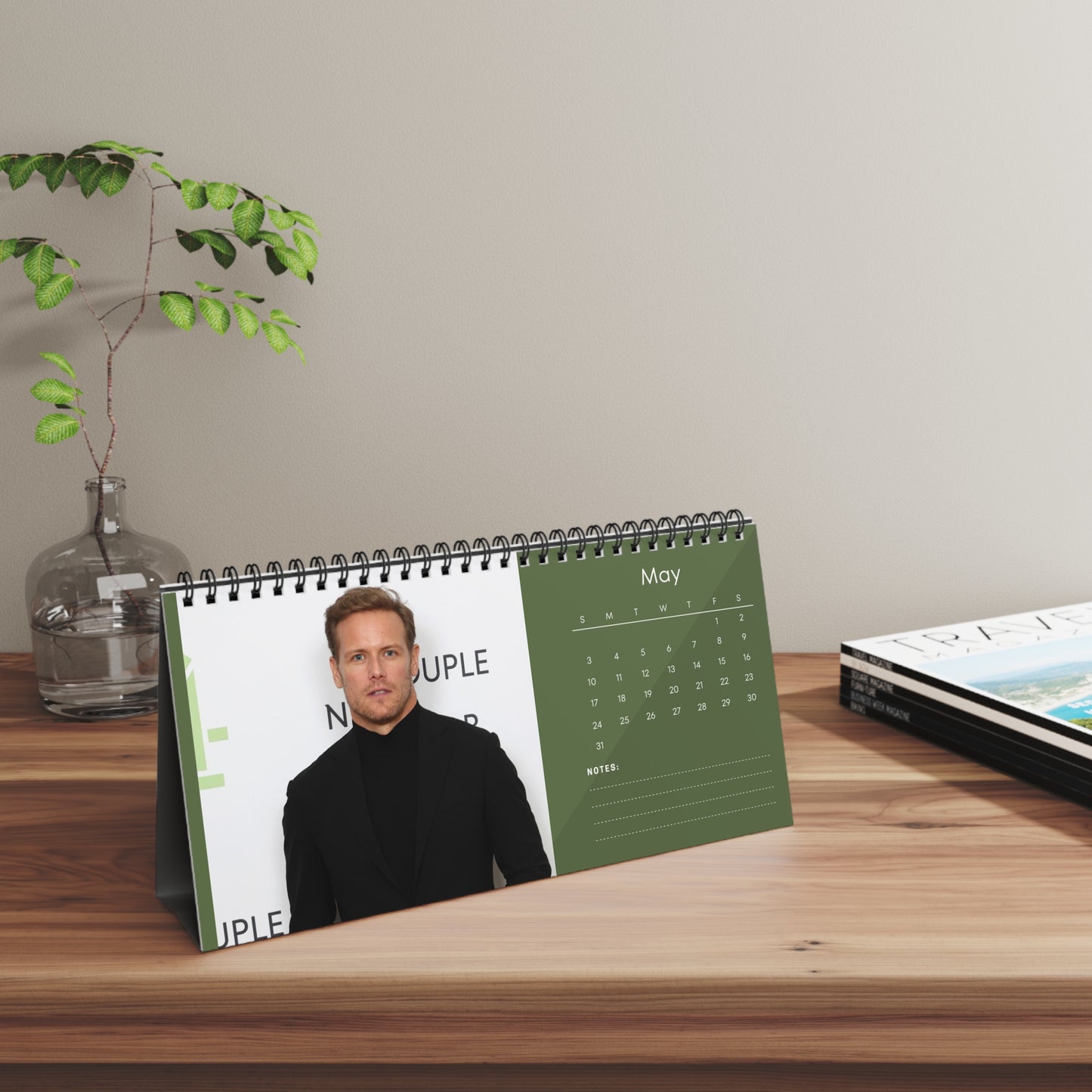 Sam Heughan 2026 Desk Calendar | Celebrity Photo Calendar | Premium Desk Accessory & Fan Gift