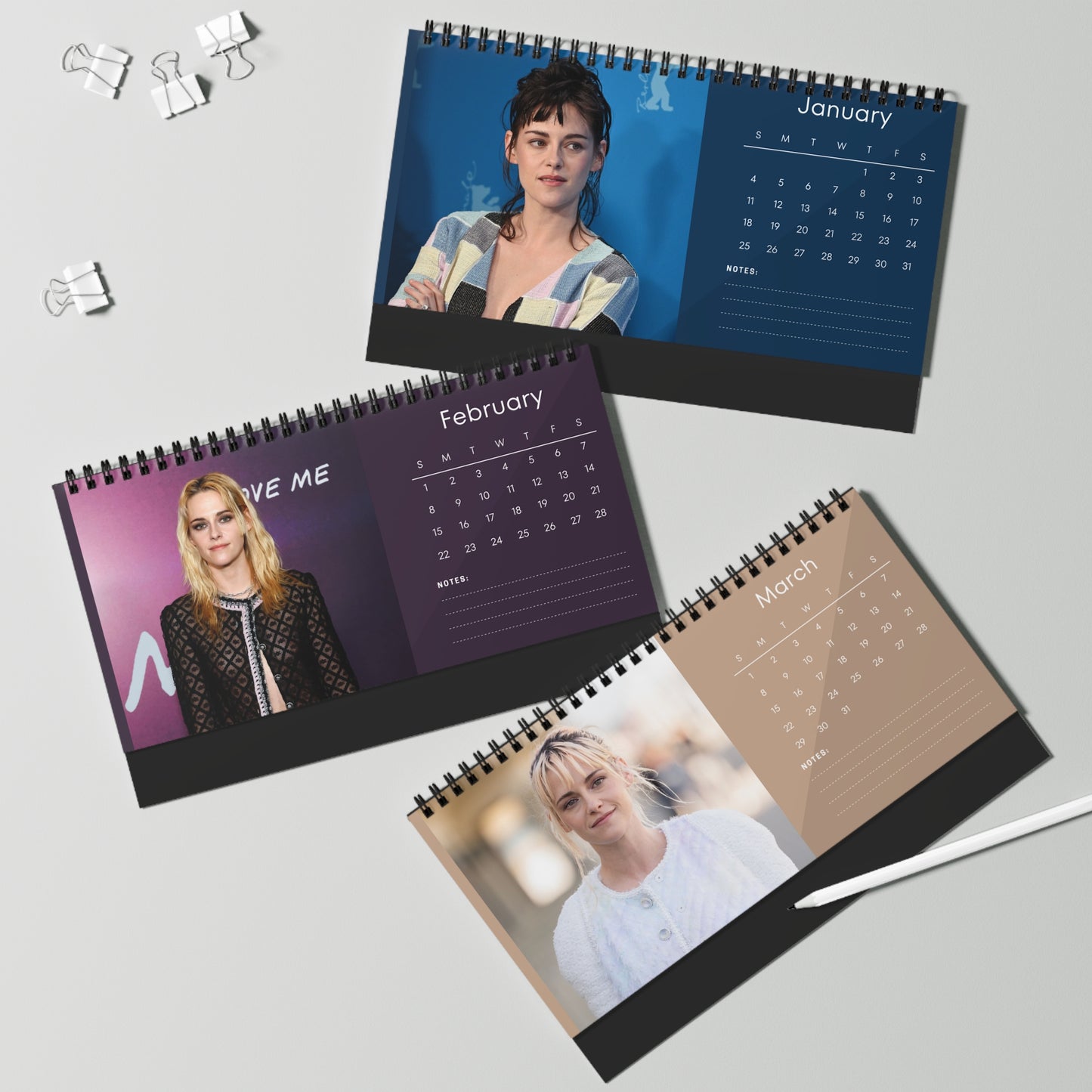 Kristen Stewart 2026 Desk Calendar | Premium Spiral Bound Celebrity Photo Calendar | Collectible Fan Gift | Stylish Desk & Office Décor