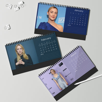 Saoirse Ronan 2026 Desk Calendar | Celebrity Photo Calendar | Premium Desk Accessory & Fan Gift