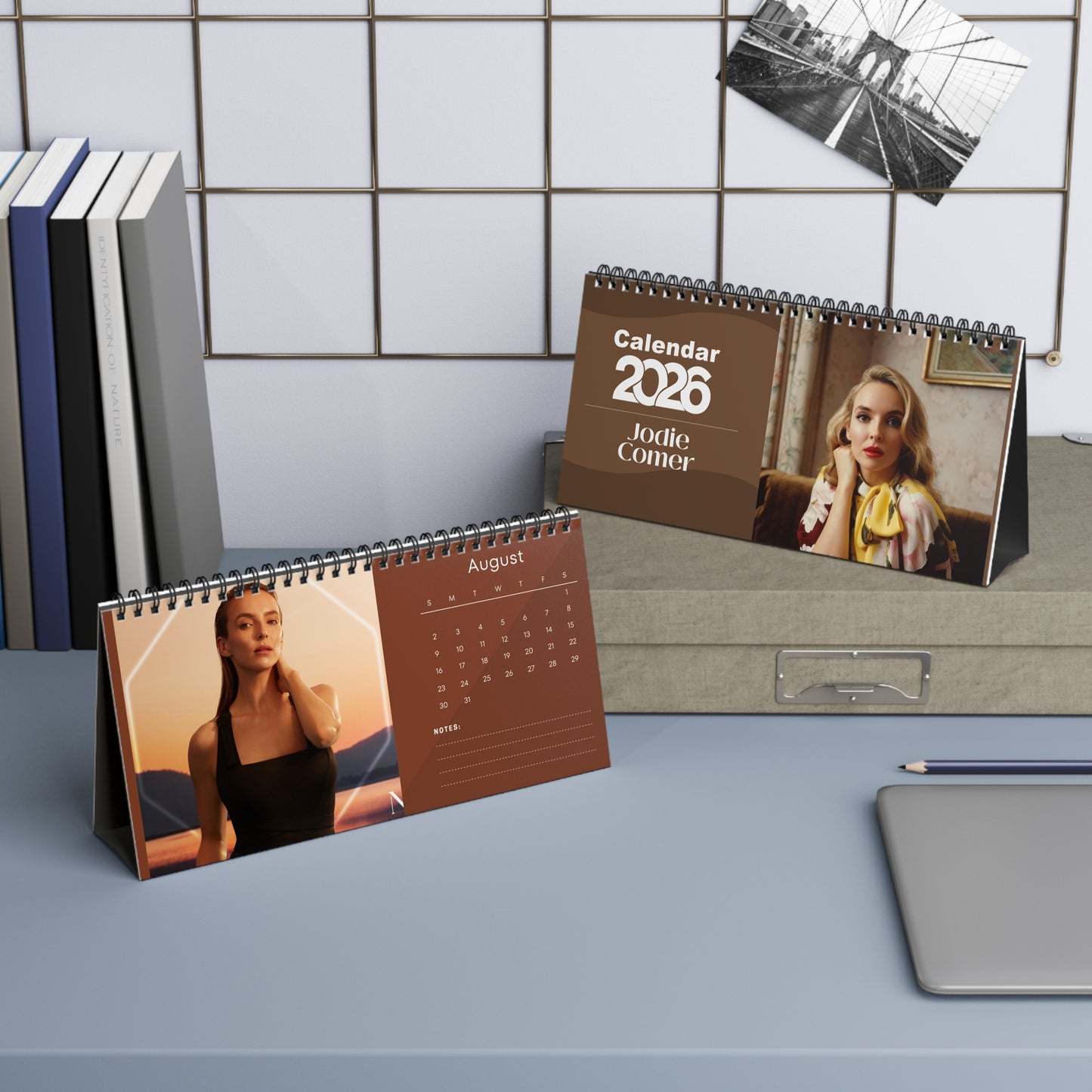 Jodie Comer 2026 Desk Calendar | Premium Spiral Bound Celebrity Photo Calendar | Collectible Fan Gift | Stylish Desk & Office Décor
