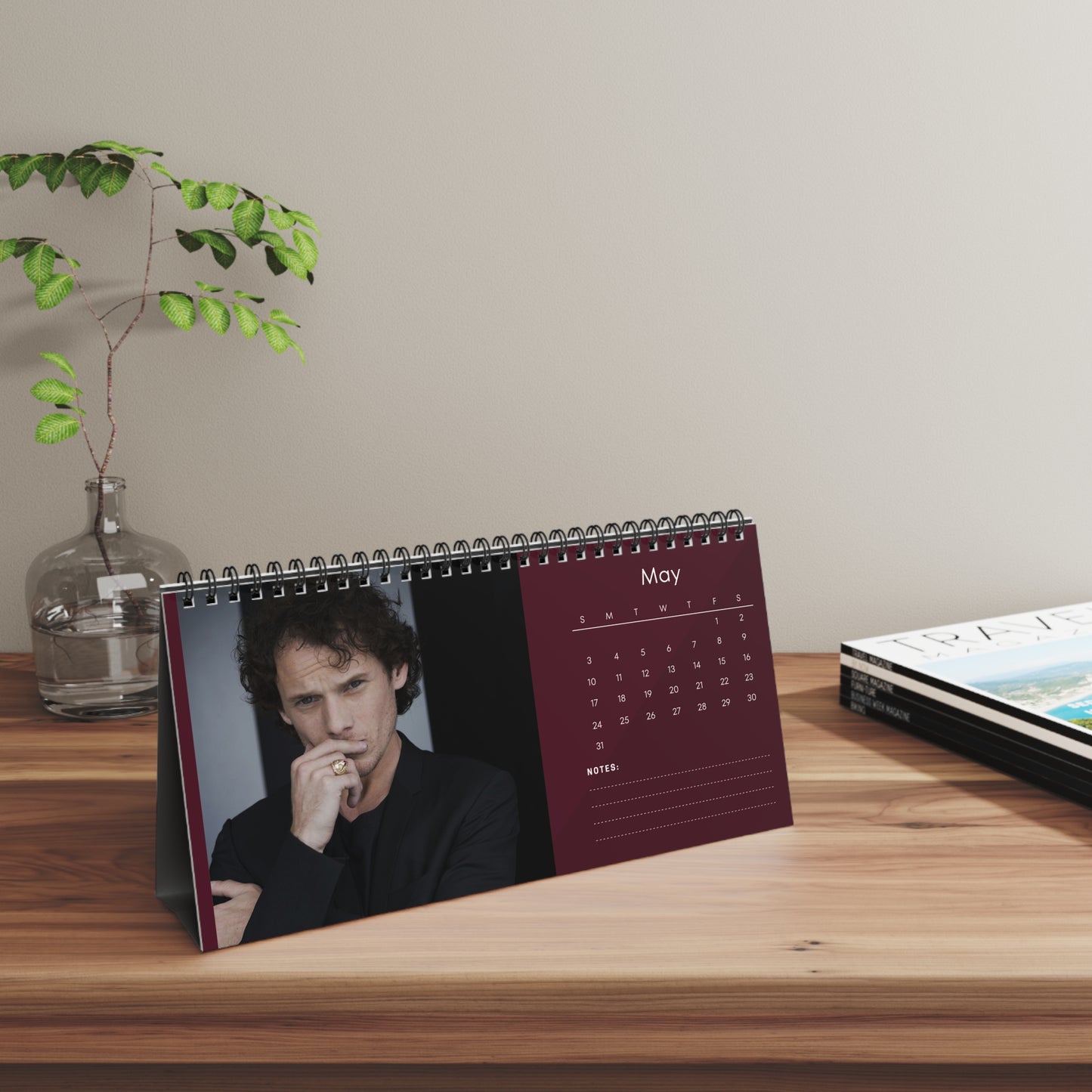 Anton Yelchin 2026 Desk Calendar | Celebrity Spiral Bound Photo Calendar | Fan Collectible Gift | Stylish Desk & Office Décor