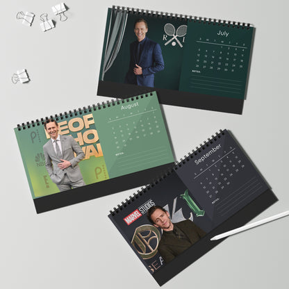 Tom Hiddleston 2026 Desk Calendar | Premium Spiral Bound Celebrity Photo Calendar | High-Quality Fan Gift & Desk Décor