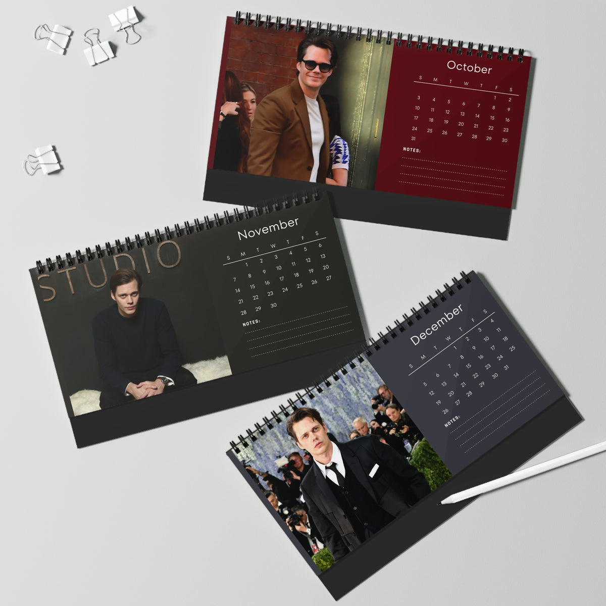 Bill Skarsgård 2027 Desk Calendar Vol 1 | Spiral Bound Photo Calendar | Fan Gift