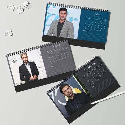 Zac Efron 2026 Desk Calendar | Premium Spiral Bound Celebrity Photo Calendar | High-Quality Fan Gift & Desk Décor