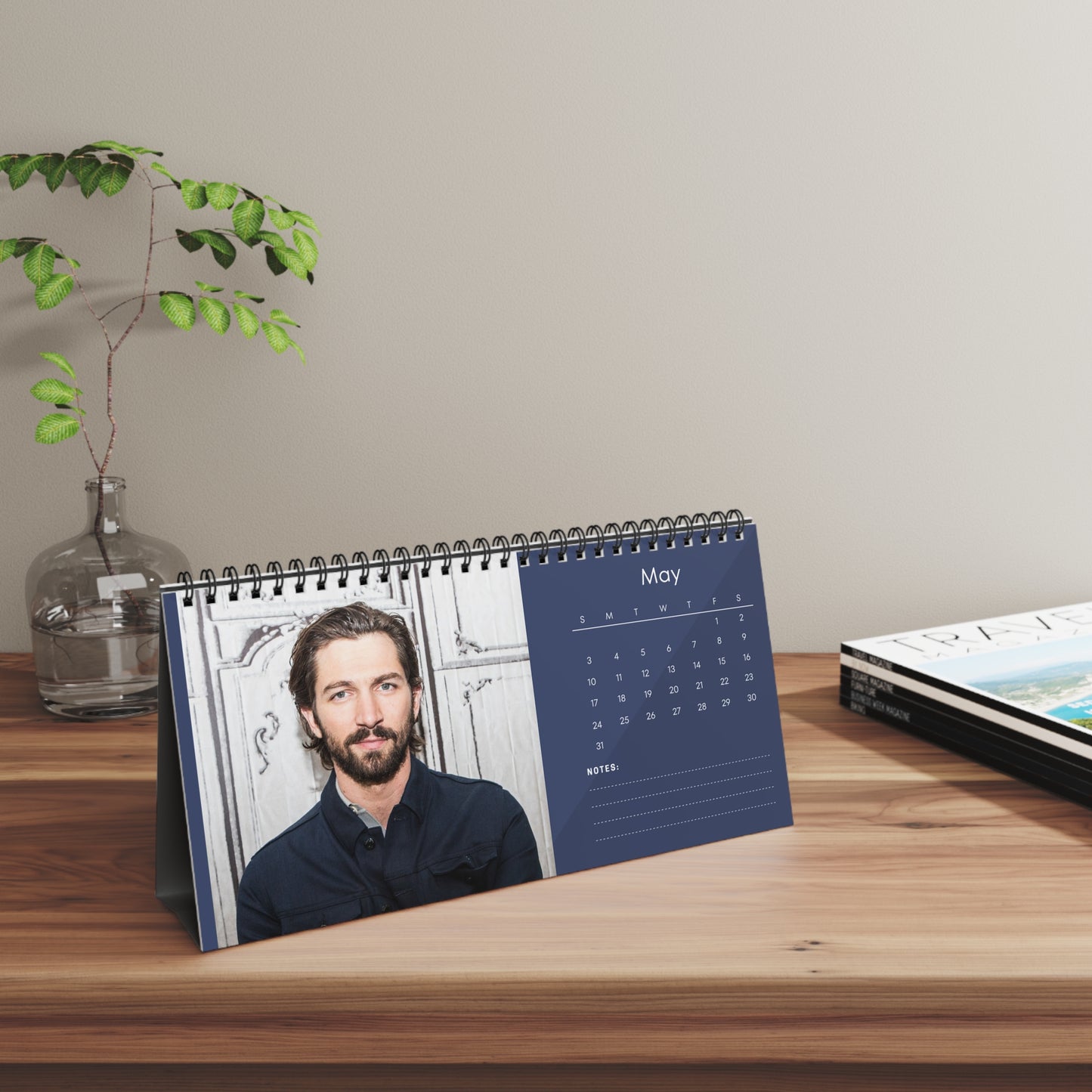 Michiel Huisman 2026 Desk Calendar | Premium Spiral Bound Celebrity Photo Calendar | High-Quality Fan Gift & Desk Décor
