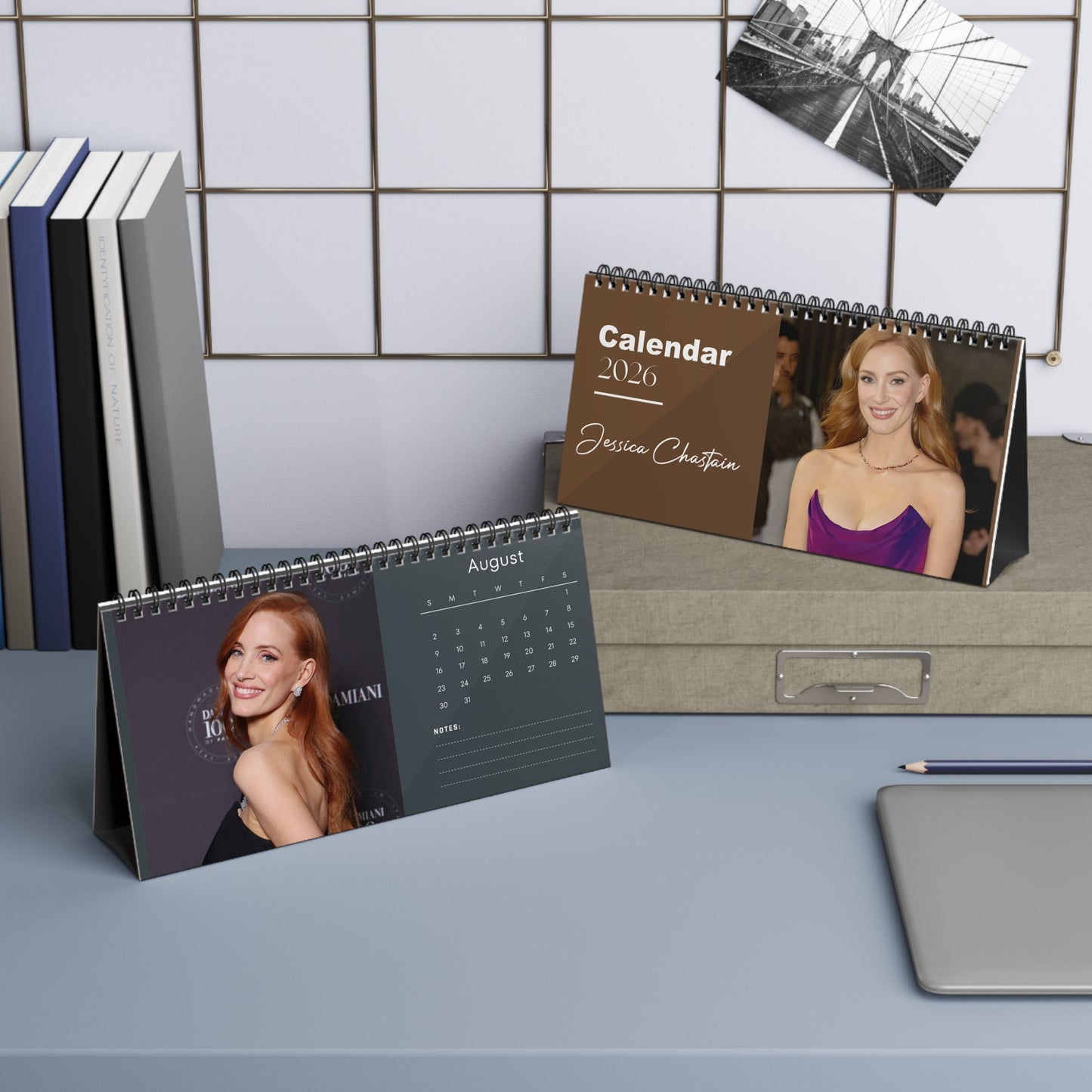 Jessica Chastain 2026 Desk Calendar | Oscar Winner Actress | Zero Dark Thirty & The Help | Celebrity Gift | Office Decor