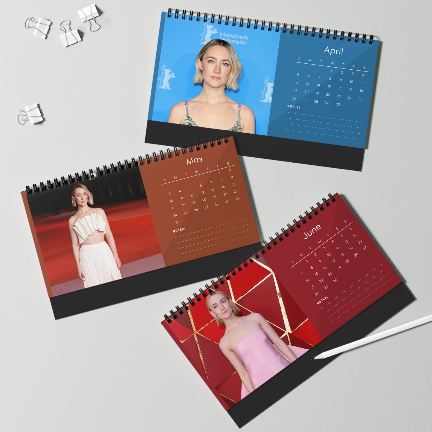 Saoirse Ronan 2026 Desk Calendar | Celebrity Photo Calendar | Premium Desk Accessory & Fan Gift