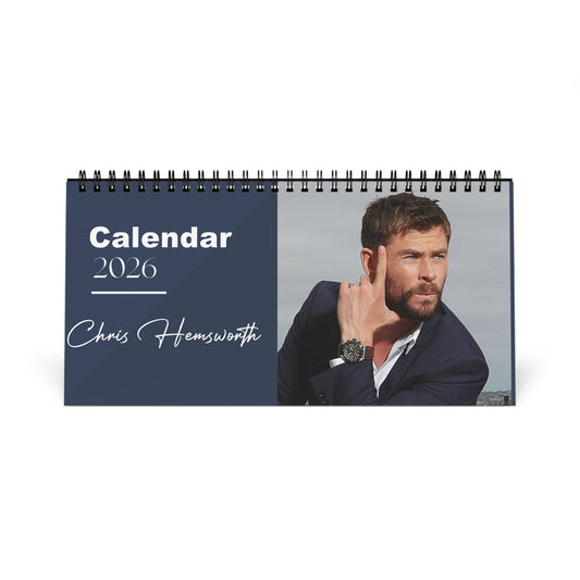 Chris Hemsworth 2026 Desk Calendar | Premium Spiral Bound Celebrity Photo Calendar | High-Quality Fan Gift & Desk Décor