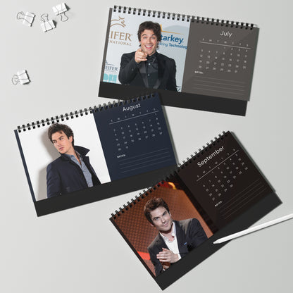 Ian Somerhalder 2026 Desk Calendar | Premium Spiral Bound Celebrity Photo Calendar | Collectible Fan Gift | Stylish Desk & Office Décor