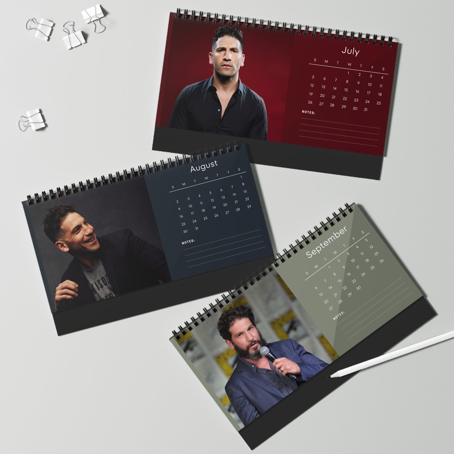Jon Bernthal 2026 Desk Calendar | Premium Spiral Bound Celebrity Photo Calendar | High-Quality Fan Gift & Desk Décor