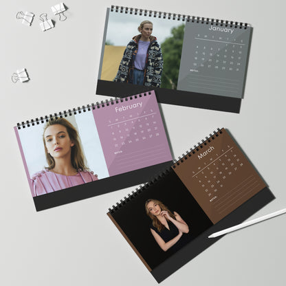 Jodie Comer 2026 Desk Calendar | Premium Spiral Bound Celebrity Photo Calendar | Collectible Fan Gift | Stylish Desk & Office Décor