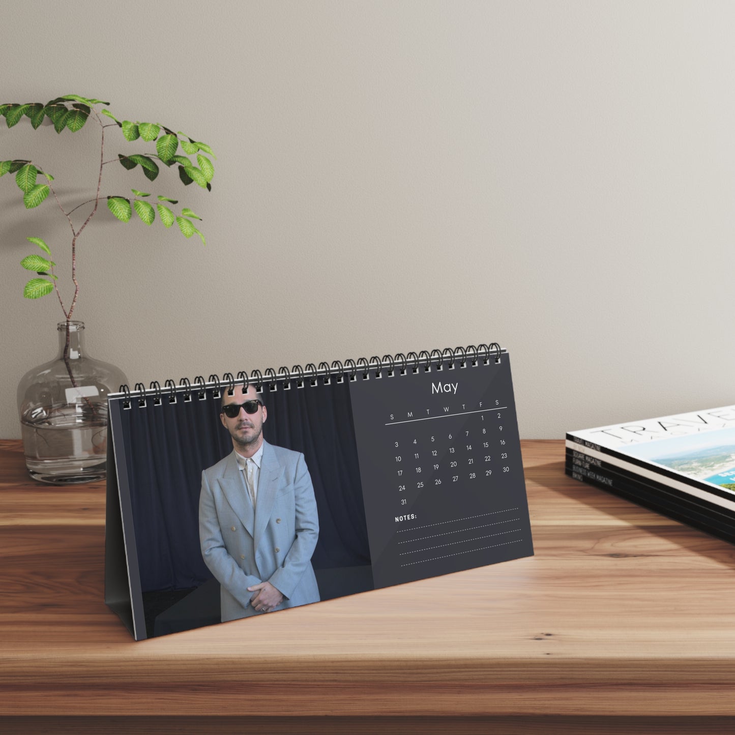 Shia LaBeouf 2026 Desk Calendar | Premium Spiral Bound Celebrity Photo Calendar | High-Quality Fan Gift & Desk Décor