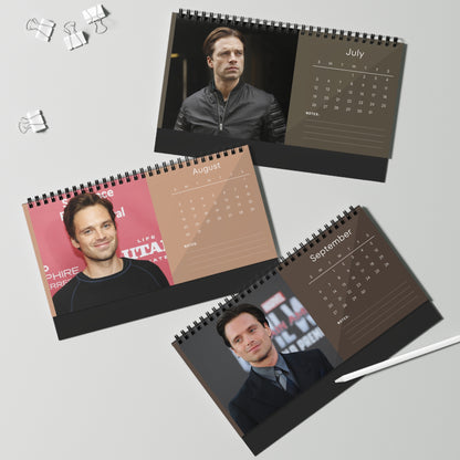 Sebastian Stan 2026 Desk Calendar | Celebrity Spiral Bound Photo Calendar | Fan Collectible Gift | Stylish Desk & Office Décor