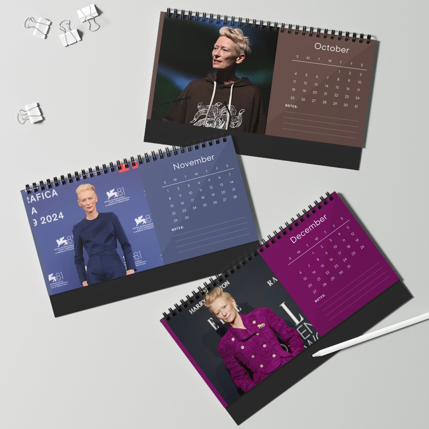 Tilda Swinton 2026 Desk Calendar | Elegant Celebrity Photo Calendar | Art & Film Icon Gift
